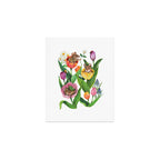 Spring Tulips with Cute Mouse - blue Art Print Gallery Image 1