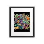 Tropical frogs and plant - black Framed Art Print Gallery Image 6