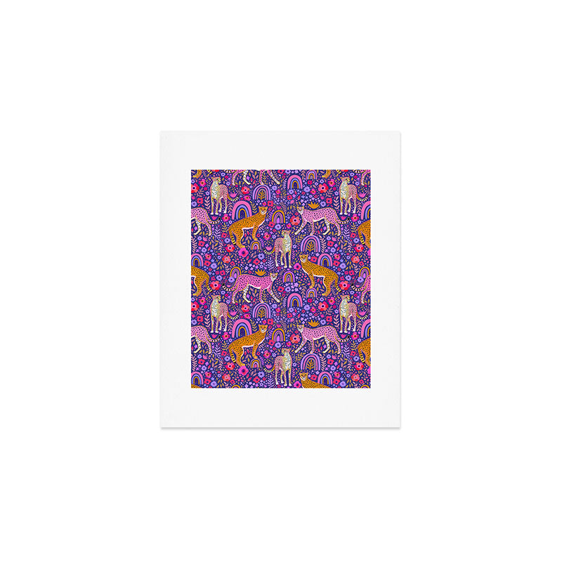 Cheetah in a Rainbow Garden Art Print Gallery Image 1