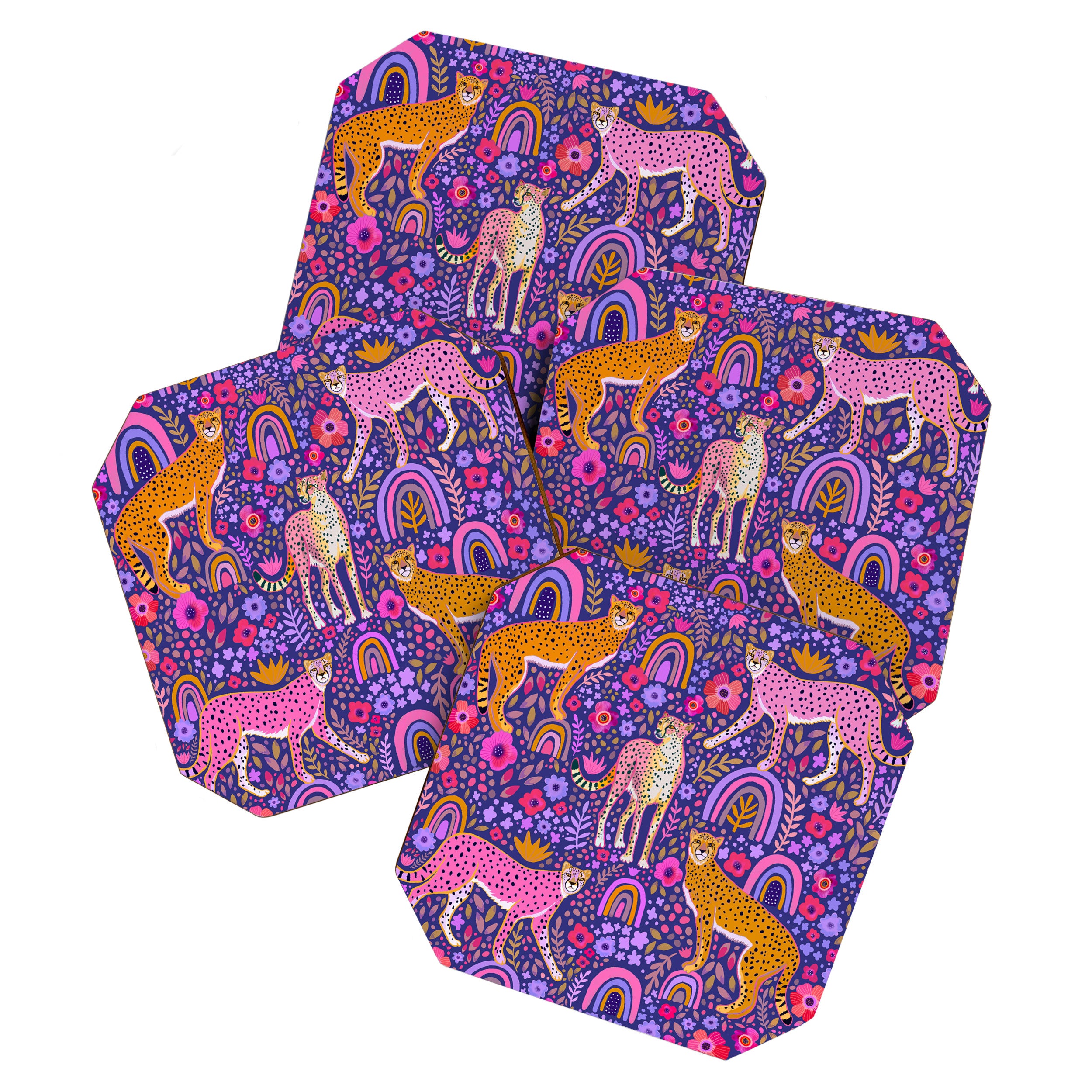 Cheetah in a Rainbow Garden Coaster Gallery Image 1