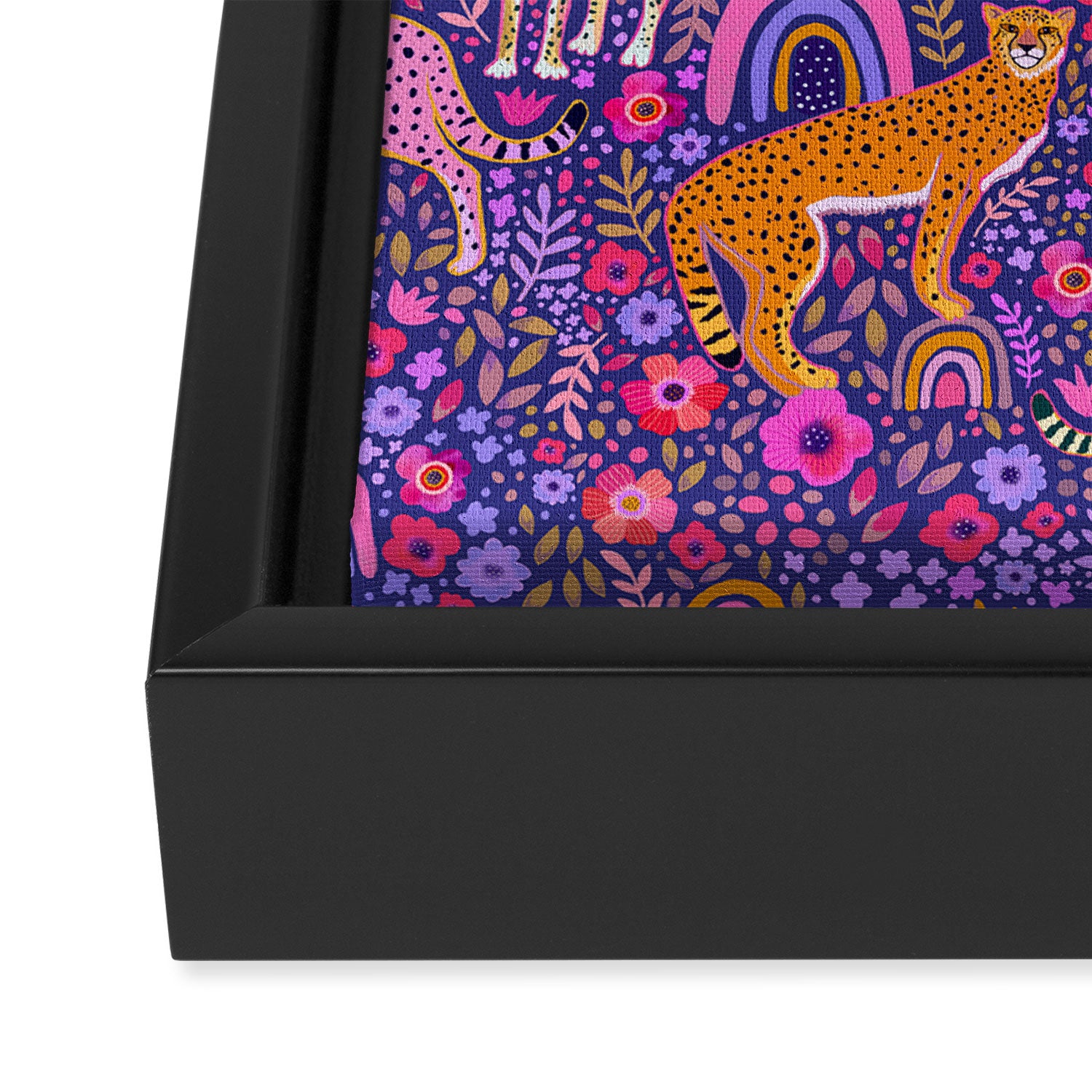 Cheetah in a Rainbow Garden Framed Canvas Print Gallery Image 3