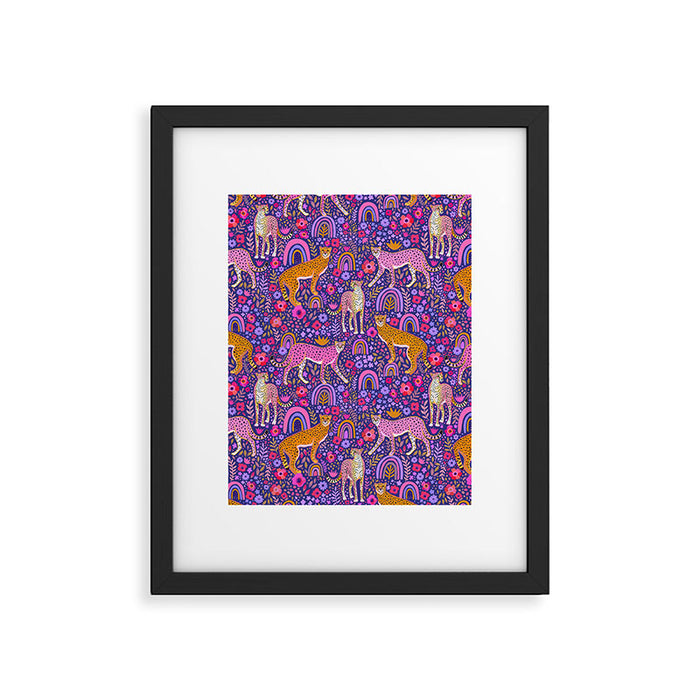 Cheetah in a Rainbow Garden Framed Art Print Gallery Image 1