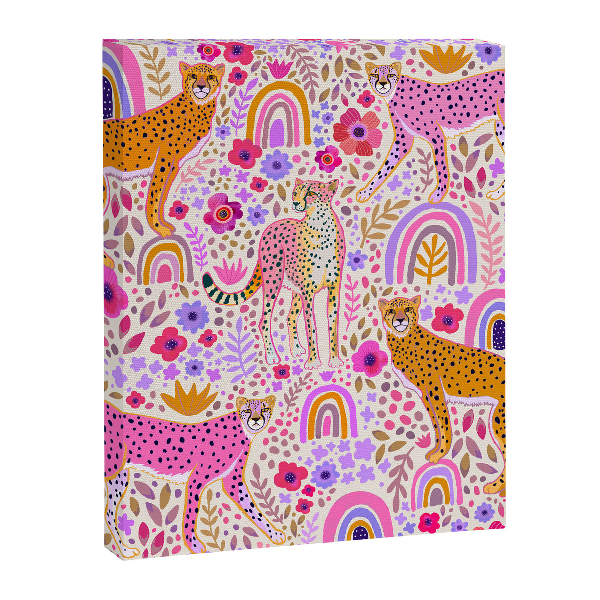 Cheetahs in a Rainbow Garden Lt. Canvas Print Gallery Image 8