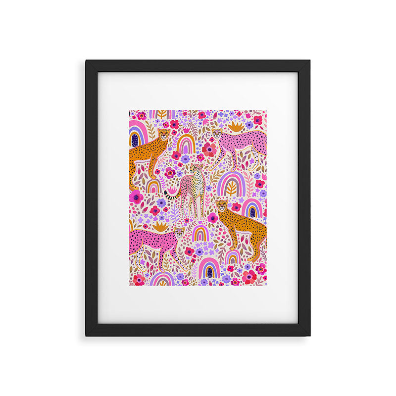 Cheetahs in a Rainbow Garden Lt. Framed Art Print Gallery Image 6