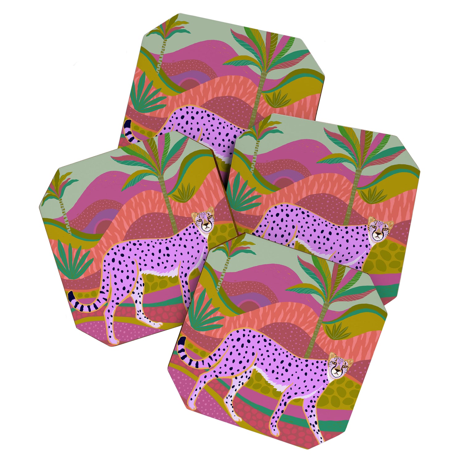 Pink Cheetah Coaster Gallery Image 1