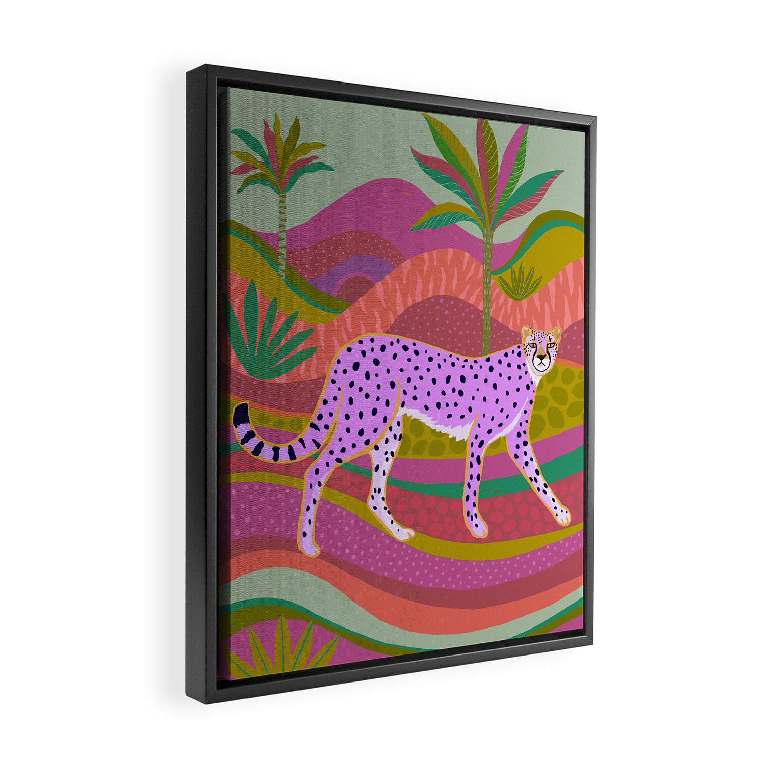 Pink Cheetah Framed Canvas Print Gallery Image 2