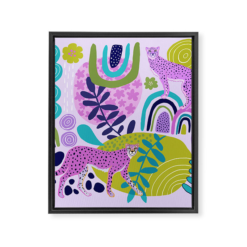 Two Pink Cheetahs Framed Canvas Print Gallery Image 8