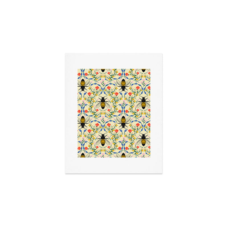 Bee Garden - Cream Art Print Gallery Image 1