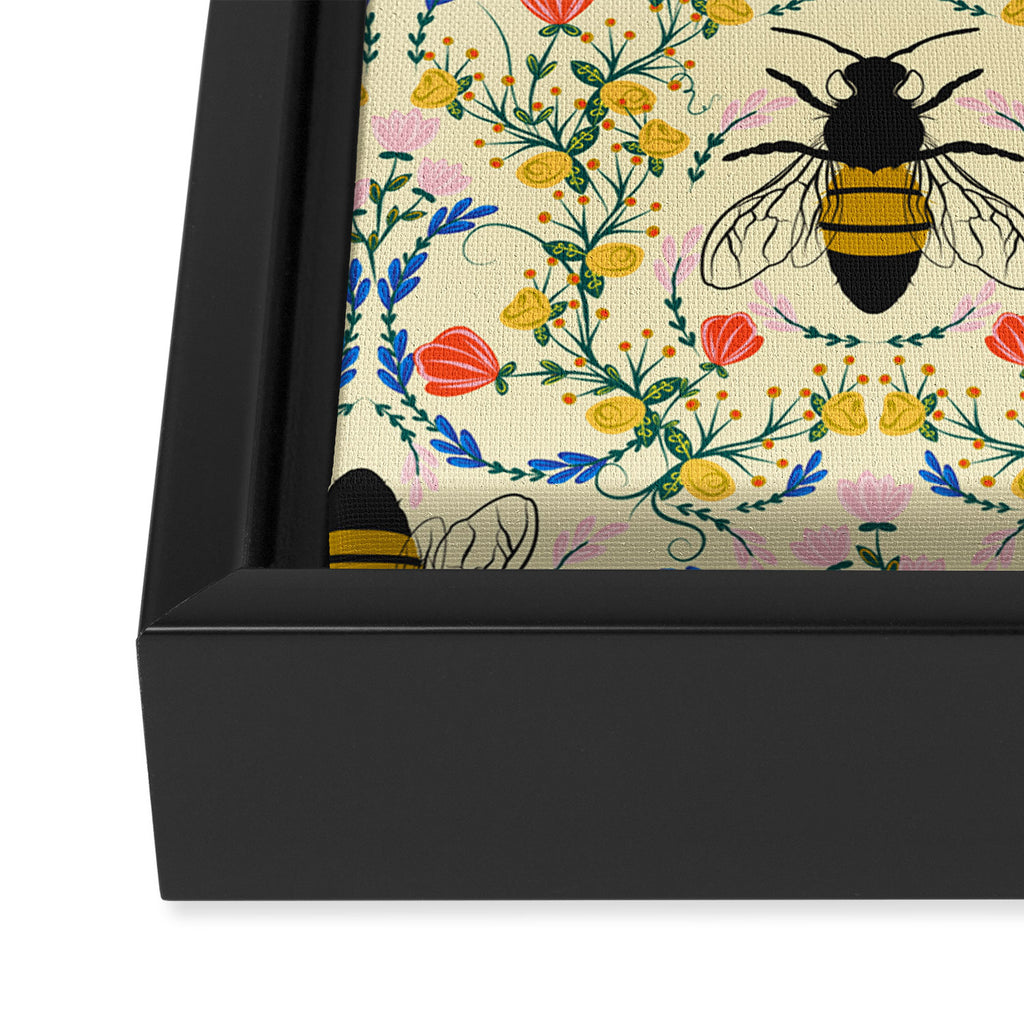 Bee Garden - Cream Framed Canvas Print Gallery Image 3