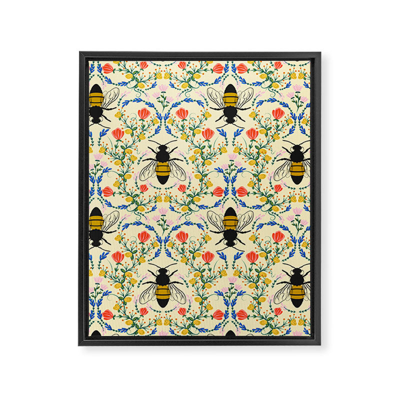 Bee Garden - Cream Framed Canvas Print Gallery Image 8