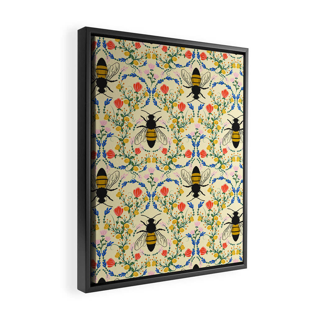 Bee Garden - Cream Framed Canvas Print Gallery Image 2