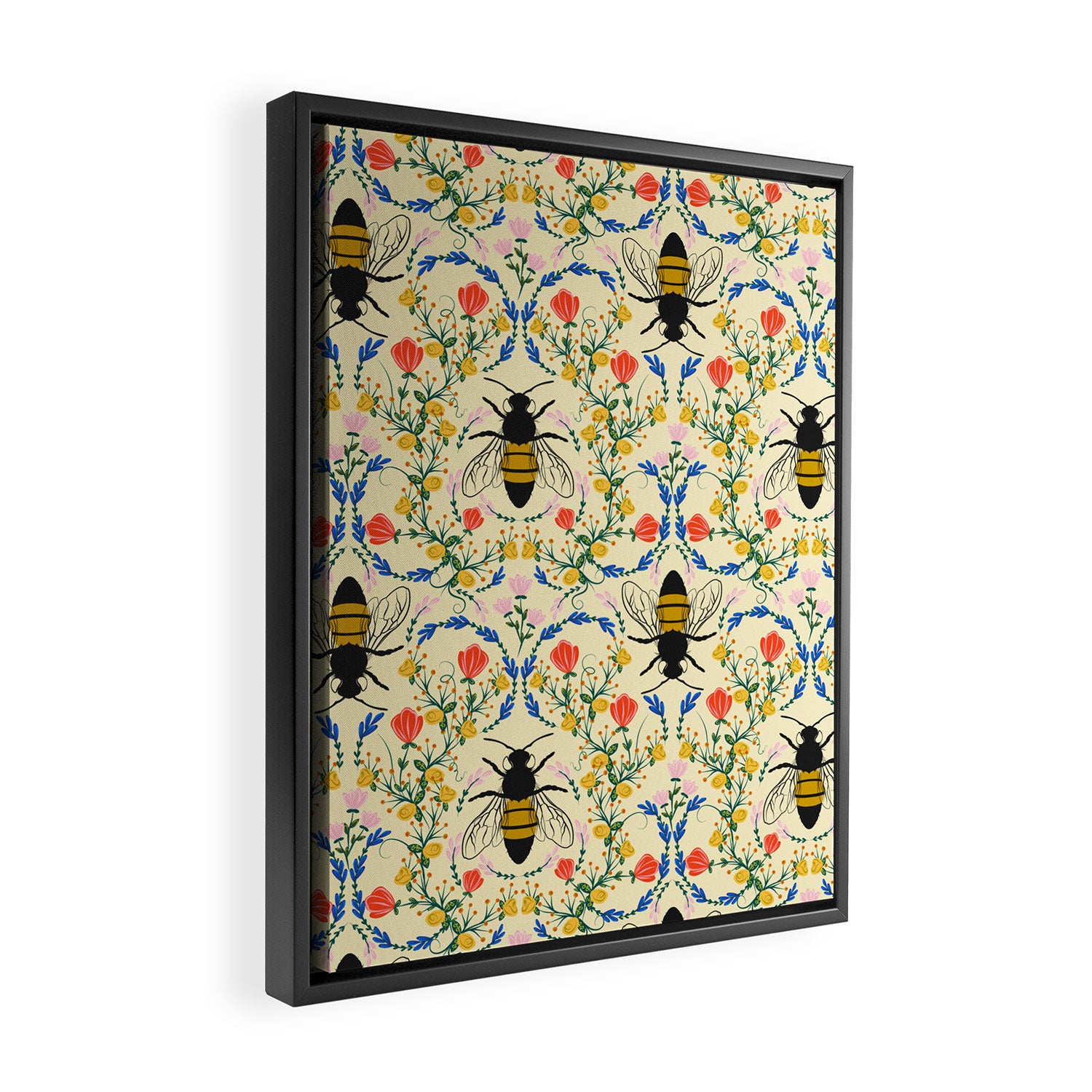 Bee Garden - Cream Framed Canvas Print Gallery Image 2