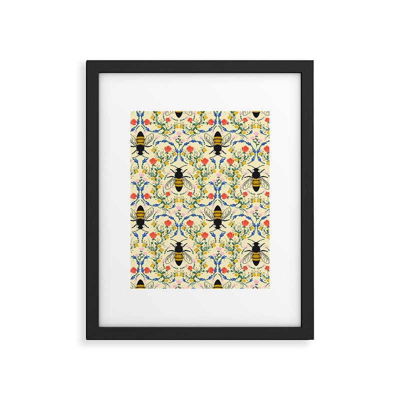 Bee Garden - Cream Framed Art Print Gallery Image 6