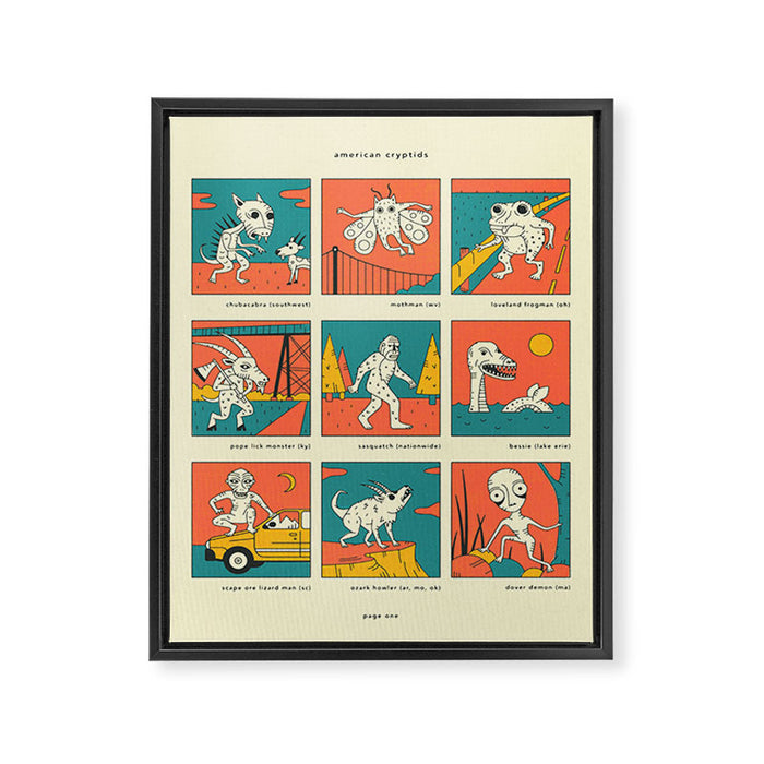 AMERICAN CRYPTIDS (page one) Framed Canvas Print Gallery Image 1