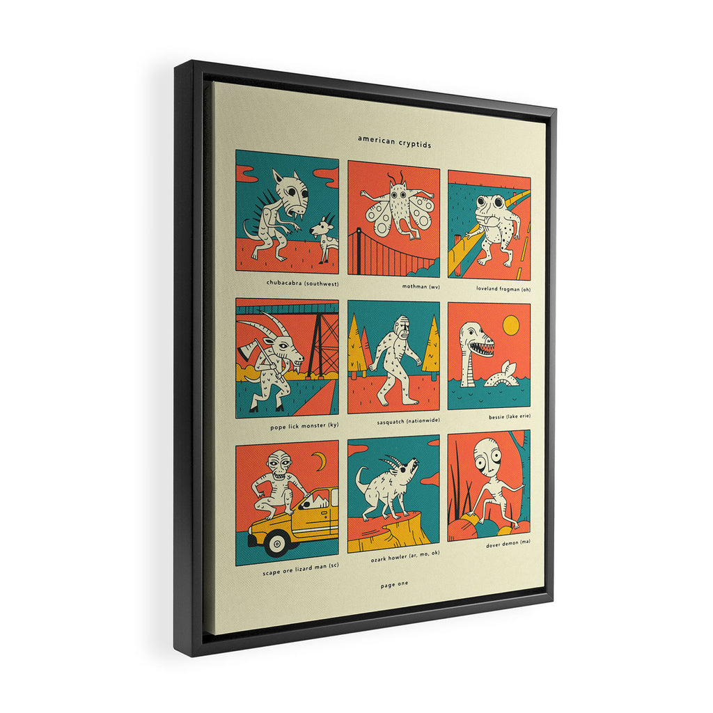 AMERICAN CRYPTIDS (page one) Framed Canvas Print Gallery Image 2
