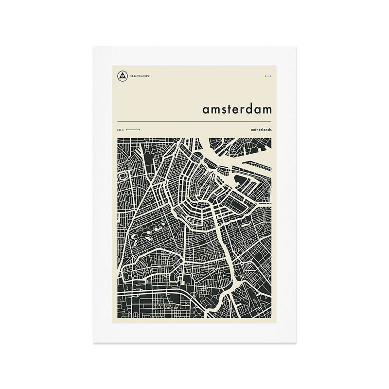 AMSTERDAM MAP Art Print Gallery Image 1