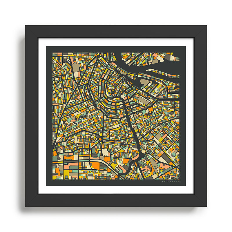 AMSTERDAM MAP Framed Art Print Gallery Image 1