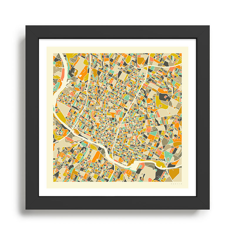 Austin Map Framed Art Print Gallery Image 1