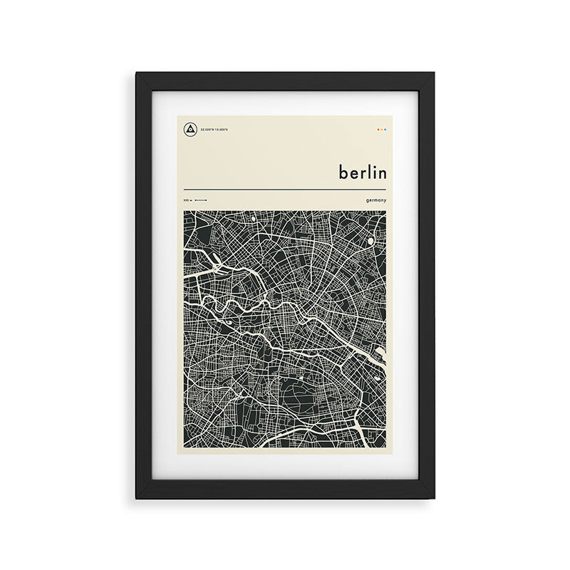 BERLIN MAP Framed Art Print Gallery Image 2