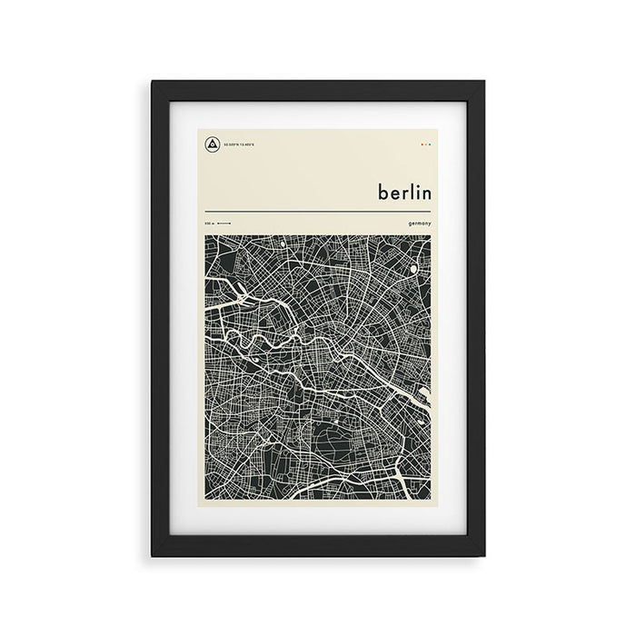 BERLIN MAP Framed Art Print Gallery Image 1