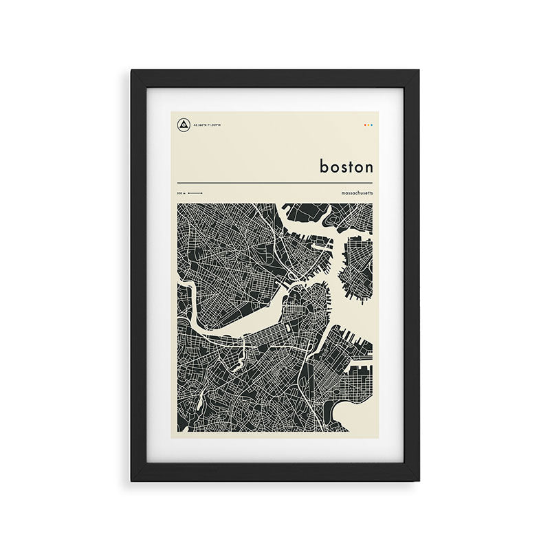 BOSTON MAP Framed Art Print Gallery Image 2