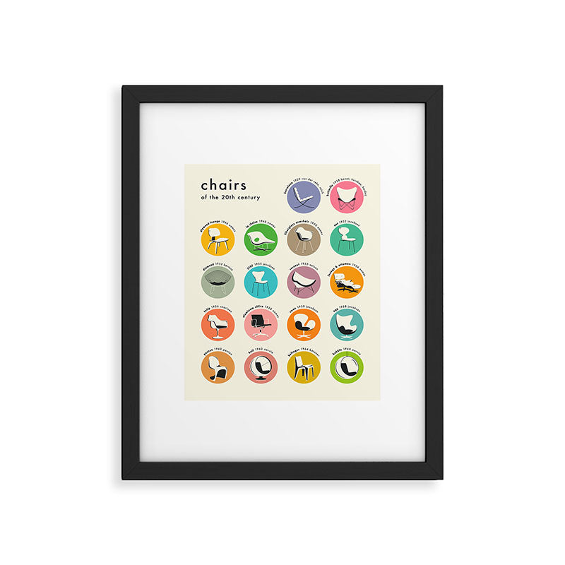 CHAIRS OF THE 20th CENTURY (color version) Framed Art Print Gallery Image 5