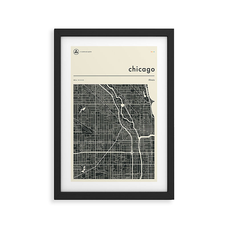 CHICAGO MAP Framed Art Print Gallery Image 2