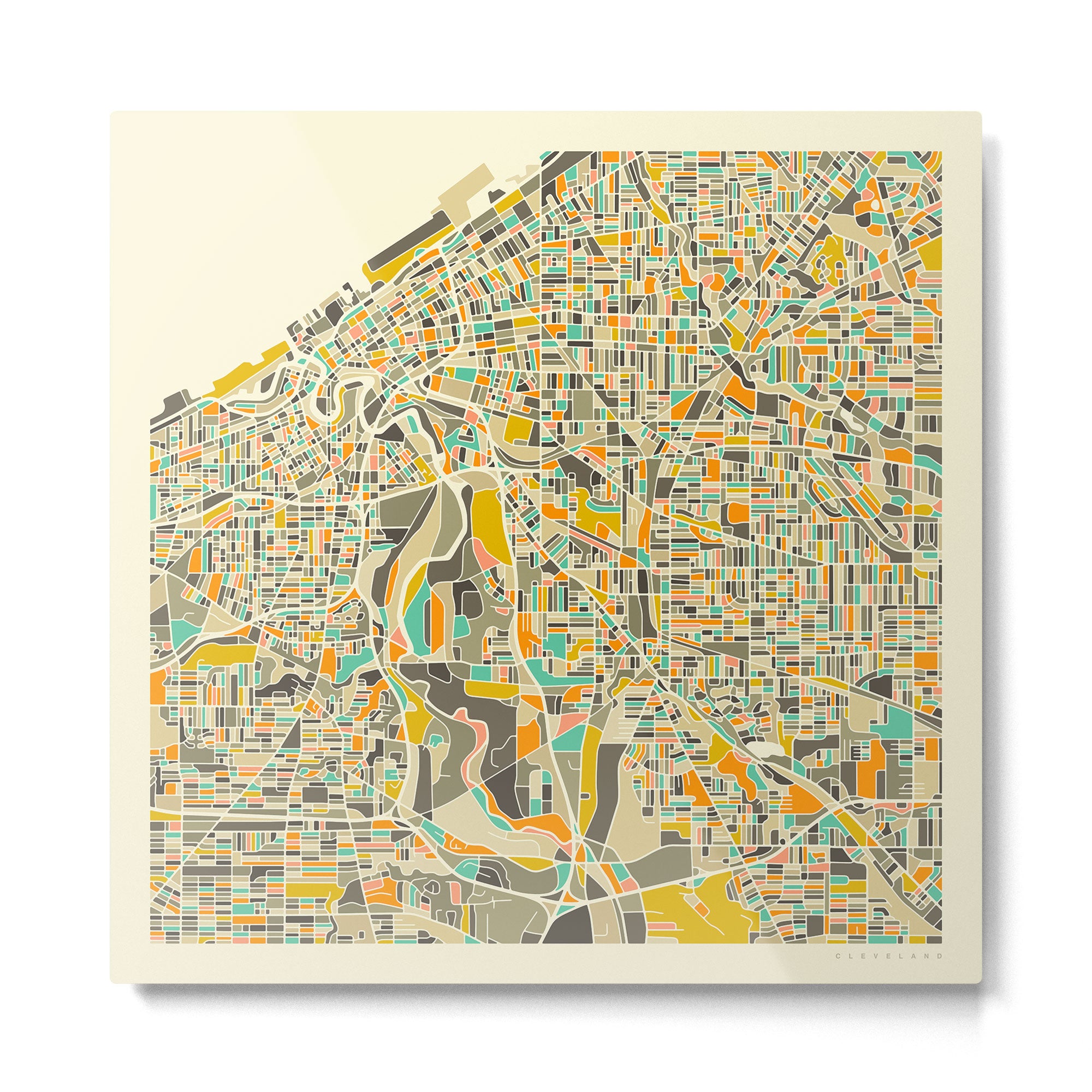 CLEVELAND MAP Metal Print Gallery Image 2