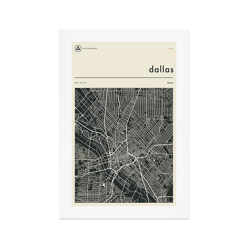 DALLAS MAP Art Print Gallery Image 1