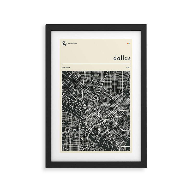 DALLAS MAP Framed Art Print Gallery Image 2