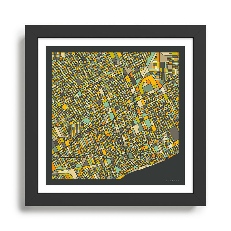 DETROIT MAP Framed Art Print Gallery Image 1