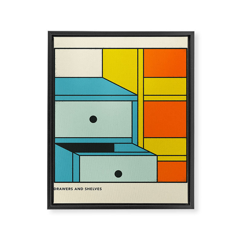 DRAWERS AND SHELVES Framed Canvas Print Gallery Image 6