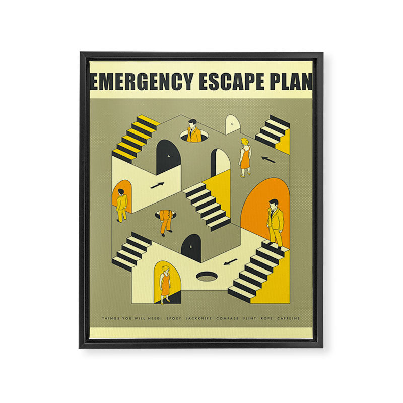 EMERGENCY ESCAPE PLAN 3 Framed Canvas Print Gallery Image 6