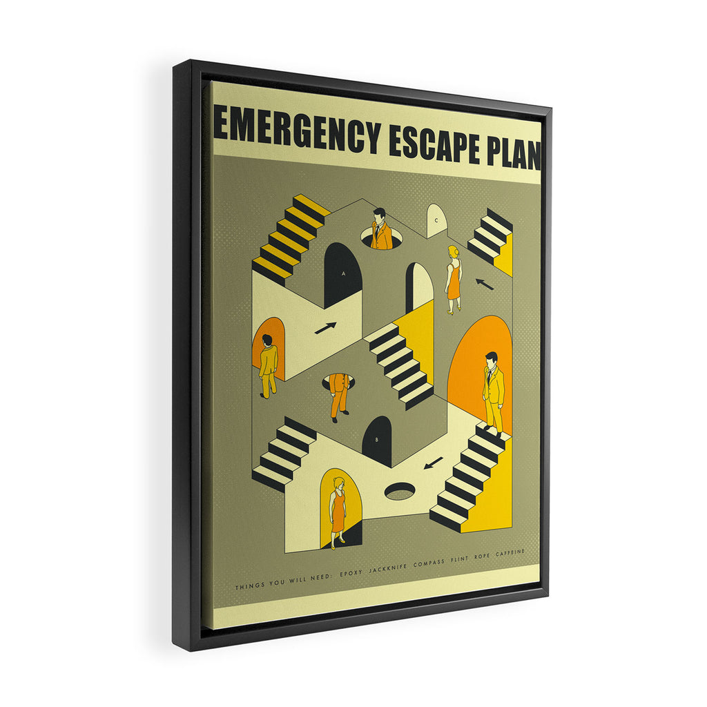 EMERGENCY ESCAPE PLAN 3 Framed Canvas Print Gallery Image 2