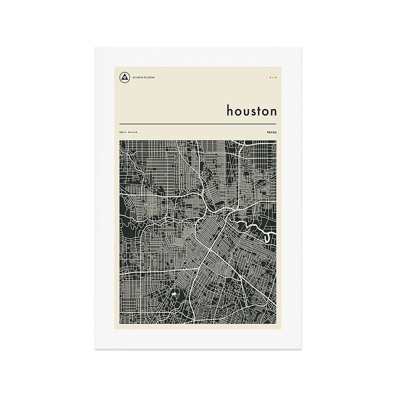 HOUSTON MAP Art Print Gallery Image 1