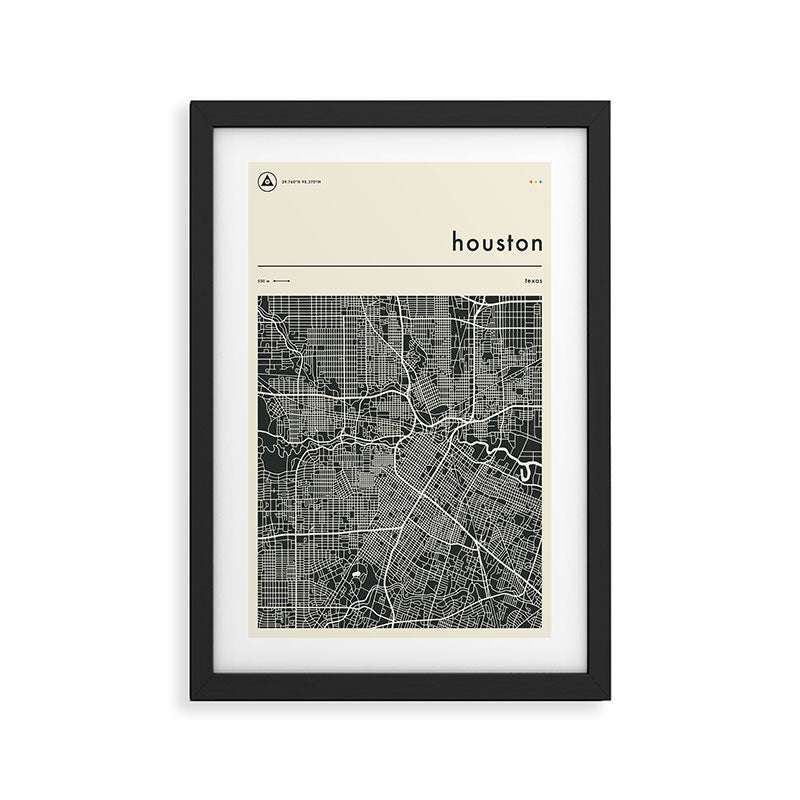 HOUSTON MAP Framed Art Print Gallery Image 2