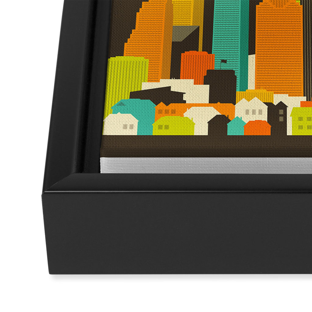 HOUSTON SKYLINE Framed Canvas Print Gallery Image 3