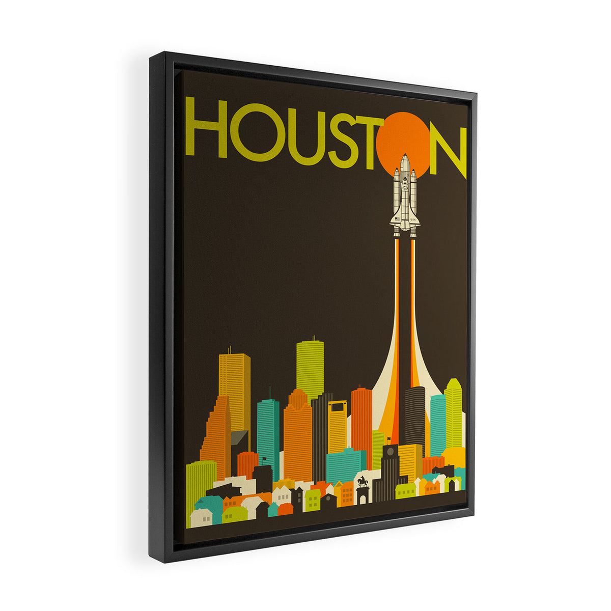 HOUSTON SKYLINE Framed Canvas Print Gallery Image 2