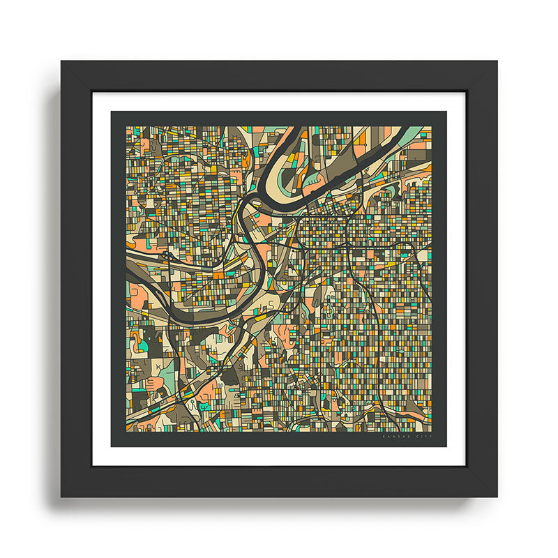 KANSAS CITY MAP Framed Art Print Gallery Image 1