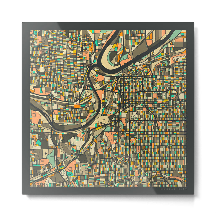 KANSAS CITY MAP Metal Print Gallery Image 1