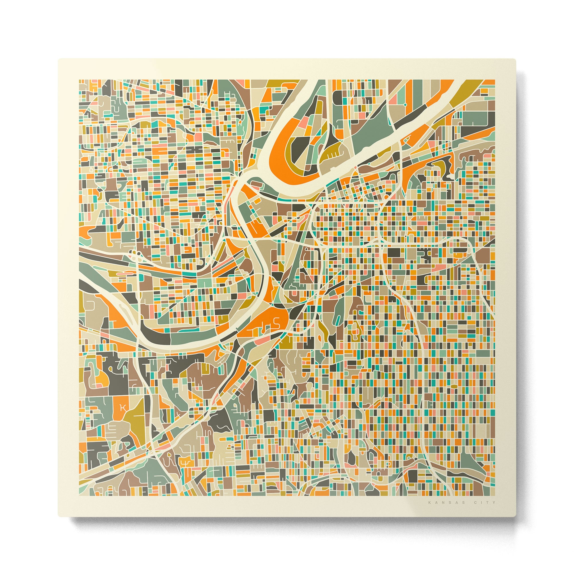 KANSAS CITY Map Metal Print Gallery Image 2
