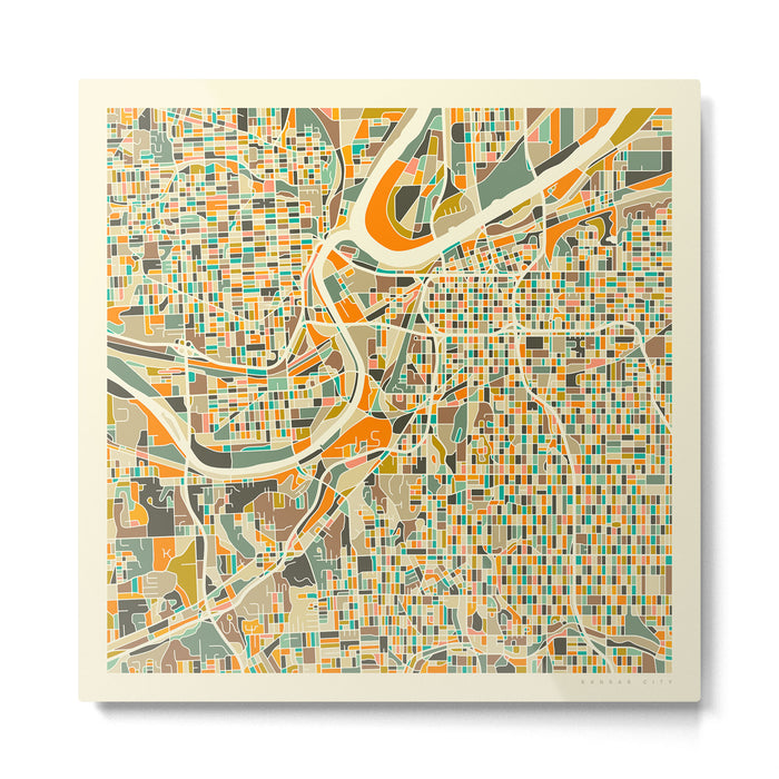 KANSAS CITY Map Metal Print Gallery Image 1