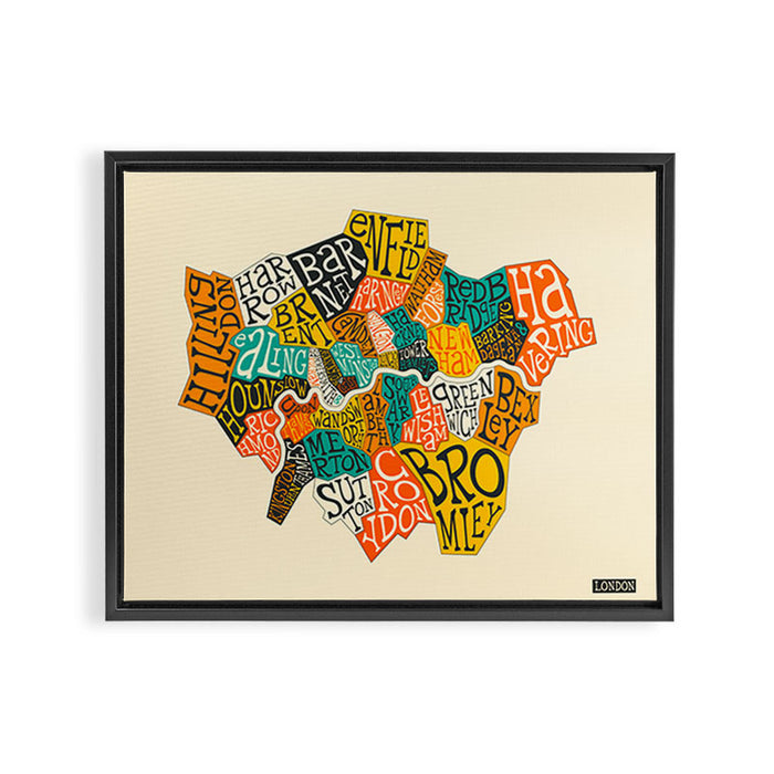 LONDON BOROUGHS Framed Canvas Print Gallery Image 1