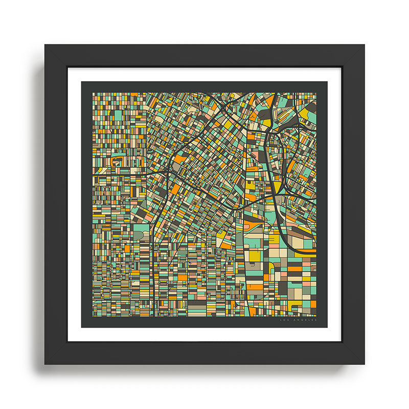 LOS ANGELES MAP Framed Art Print Gallery Image 1