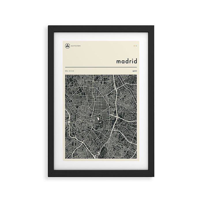 Madrid Map Framed Art Print Gallery Image 1