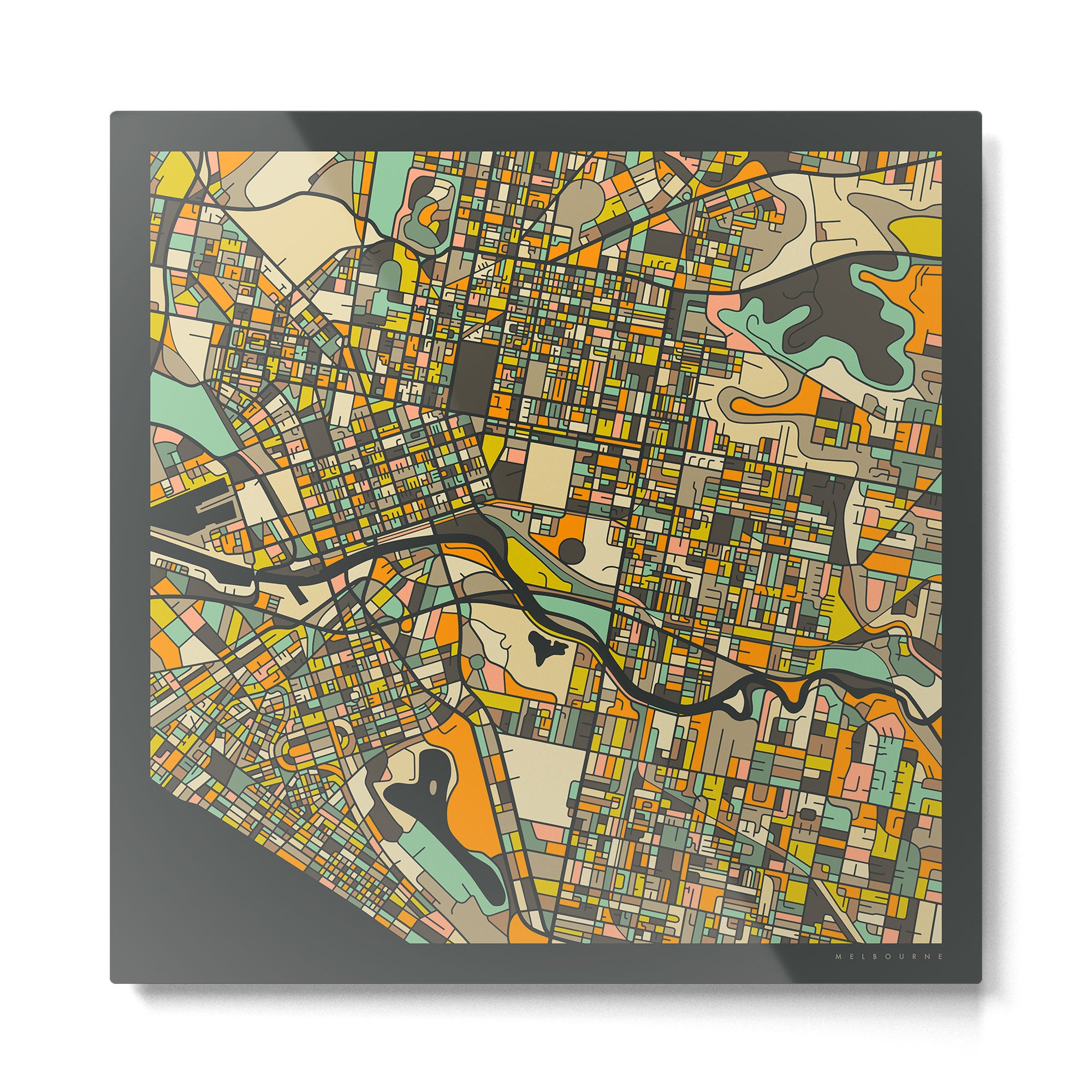 MELBOURNE MAP Metal Print Gallery Image 2