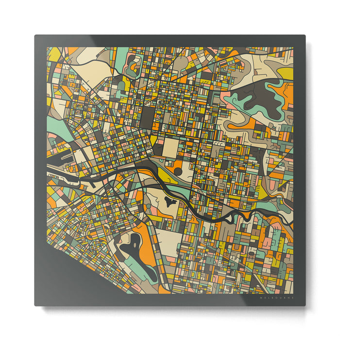 MELBOURNE MAP Metal Print Gallery Image 1