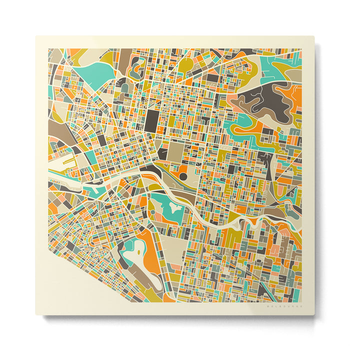 Melbourne Map Metal Print Gallery Image 1