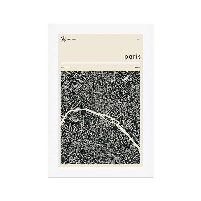 Paris Map Art Print Gallery Image 1
