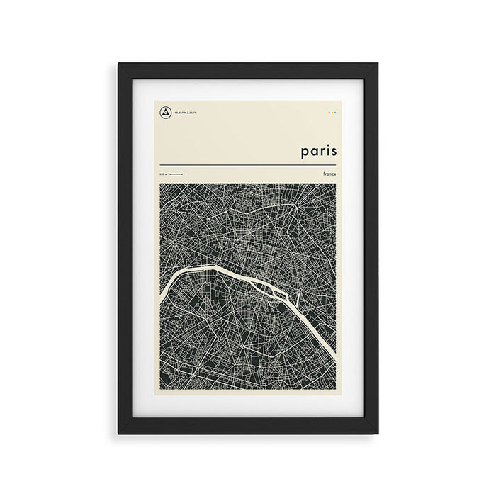 Paris Map Framed Art Print Gallery Image 1